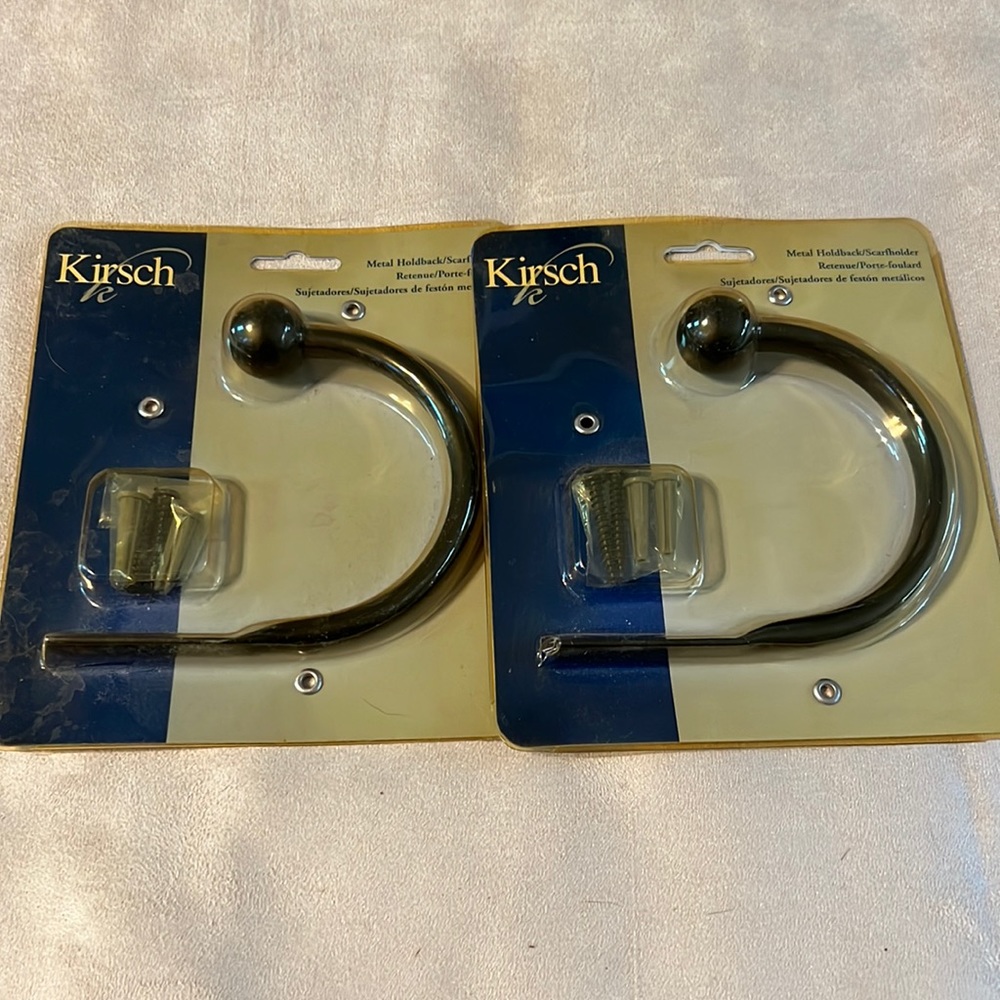 Kirsch metal holdback - set of two - some wear on packaging but items new